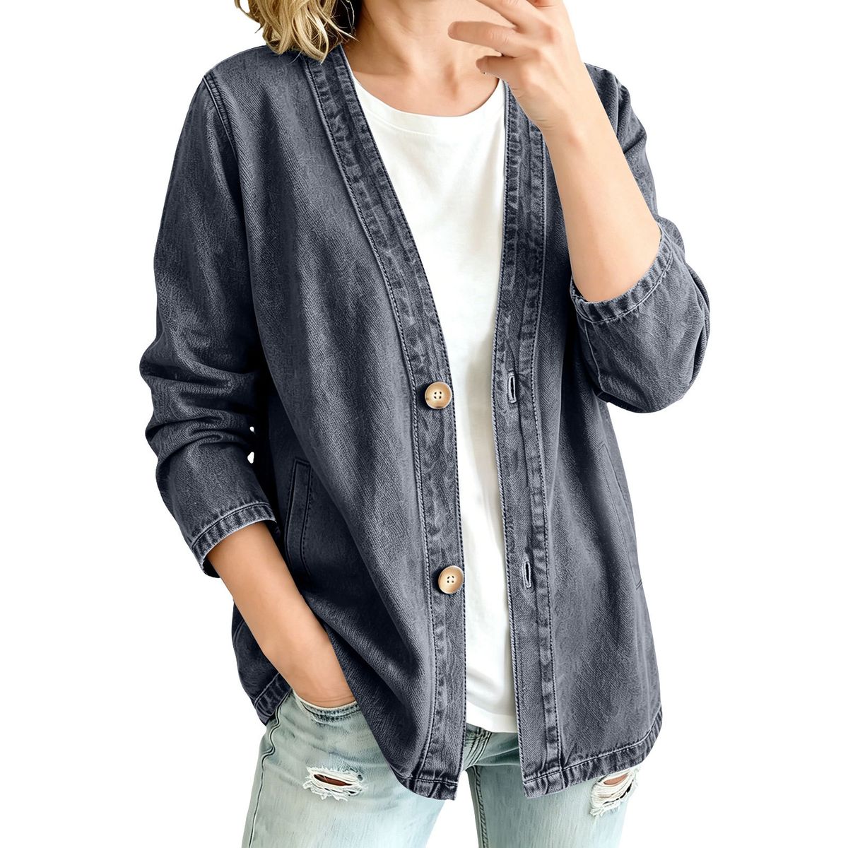 Women's Macaron Color Cardigan Denim Jacket All Seasons Fashion Wash And Salt Style Casual Clothing_mkmklike.com