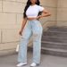 Women's Mid-waist Long Pants, New Style, Stretchy Ripped Loose Flared Jeans, Guangzhou Xintang Jeans_mkmklike.com