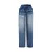 Women's Clothing High-Waisted Wide-Leg Jeans Women's Clothing Retro Washed Distressed Loose Straight Leg Floor-Length Pants Spring Summer_mkmklike.com