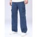 Men's Relaxed Fit Cargo Jeans – Dark Blue Utility Denim With Multi-Pockets, Wide Leg Comfort & Streetwear Versatility_mkmklike.com