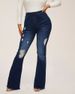 K European And American Internet Celebrity High Stretch Ripped Jeans, High Waisted Flared Pants_mkmklike.com