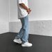 Men's Slim Fit Light Blue Jeans With Letter Embroidery, Straight Leg, Stretch Denim, Casual & Trendy Pants_mkmklike.com