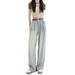 Guangzhou Supply American-style Wide-leg Jeans For Women, Spring/summer High-waisted, Loose, Slimming, Pleated, Casual,_mkmklike.com
