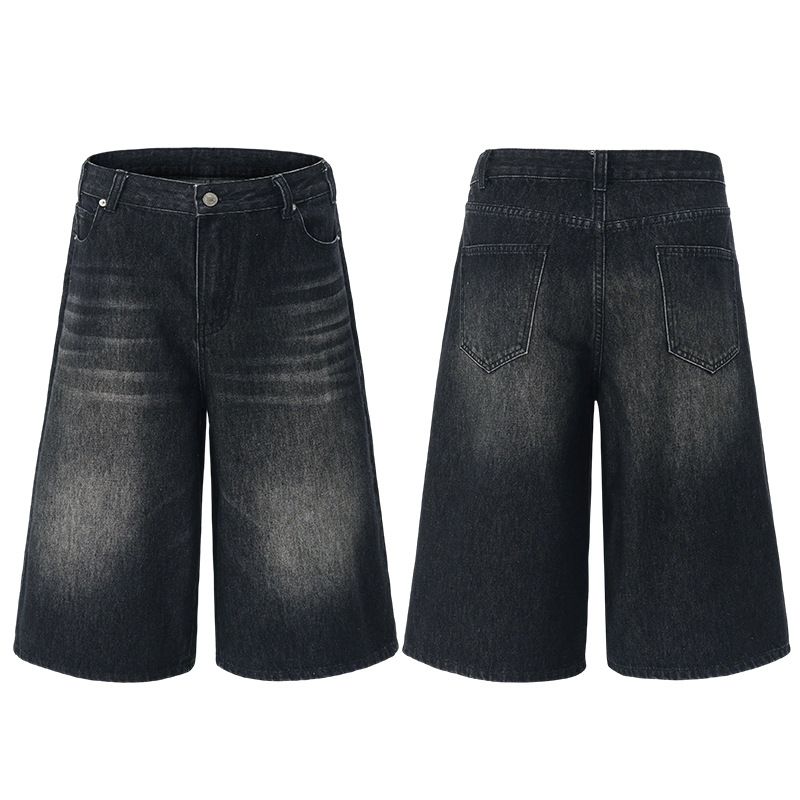 Men's Clothing & Archer0603 & Summer Versatile Men's Shorts High Street Capri Pants Distressed Wide Leg Whiskered Loose Jeans_mkmklike.com