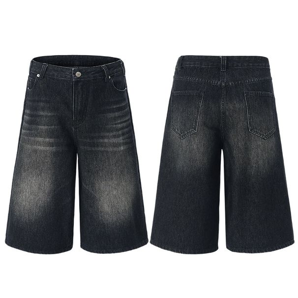 Men's Clothing & Archer0603 & Summer Versatile Men's Shorts High Street Capri Pants Distressed Wide Leg Whiskered Loose Jeans_mkmklike.com