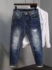 Men's Clothing Slim Fit Stretch Jeans Straight Leg Denim Pants Multiple Pockets, Comfortable Mid Rise Trousers For Casual Wear (Blue, Size 28-36)_mkmklike.com