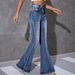 Spring Autumn Women's High Waist Slimming Denim Pants Fashion Elastic Flared All Match European American Style_mkmklike.com
