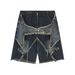 TIDEEKU Summer Shorts Star Distressed Loose Five-Point Pants Trendy Brand Straight-Leg Jeans For Men_mkmklike.com