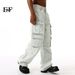 EF JEANS | 2024 New American Street Trend Light Color Washed Multi-Pocket Jeans Overalls Wide Legs_mkmklike.com