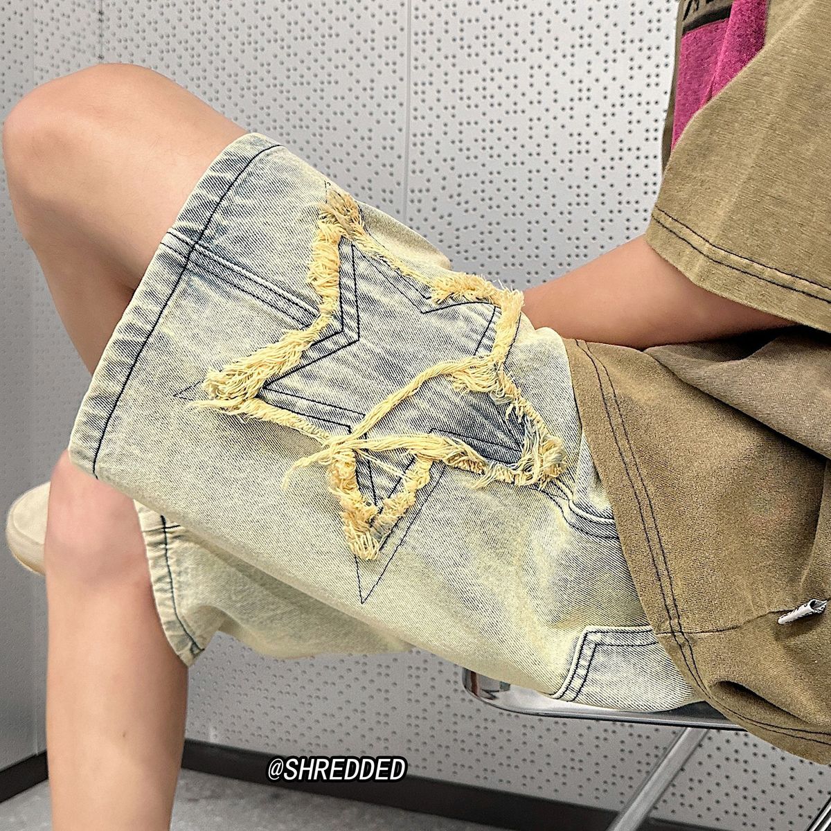 Men's Clothing Washed Distressed Denim Shorts Loose Large Size High Street Pants Trendy Shorts_mkmklike.com