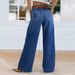 Women's Retro Wide Leg Jeans High Waisted Casual Washed Straight Leg Pants European American Style Spring Autumn Summer Cotton_mkmklike.com