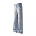 Vintage Wide-Leg Flared Jeans For Men - High Waist Relaxed Fit Straight Denim Pants, Classic Blue & Light Blue Wash_mkmklike.com