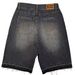 Men's Distressed Denim Shorts - Vintage Letter Print & Raw Hem | Streetwear Essential_mkmklike.com