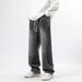 Men's Washed Denim Jeans Straight Leg Loose Fit Retro Distressed Street Style Hip Hop Pants Spring Autumn European American_mkmklike.com