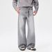 Vintage Washed Wide Leg Jeans For Men - High Waist Straight Loose Fit Denim Pants With Distressed Details (Gray)_mkmklike.com