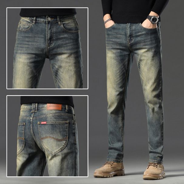 Men's Clothing High End Retro Distressed Jeans For Men Spring New Slim Straight Trend All Match Large Size Trousers_mkmklike.com