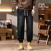 2026 American Retro Jeans Men's Autumn And Winter Loose Trendy Brand Elastic Waist Tied Feet Trendy Casual Tooling Thick Pants_mkmklike.com