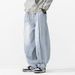 Men's Japanese Retro Wide-Leg Jeans – Relaxed Fit Harajuku Style Denim Pants With Drawstring Waist_mkmklike.com