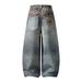 Men's Leopard Print Patchwork Double Waistband Wide Leg Jeans Hip Hop Style 3D Print Soft Midweight Straight Loose Fit Trousers_mkmklike.com