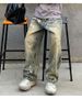 Graffiti Jeans For Men, Retro Style, Straight Leg, Loose Fit, Versatile, Trendy Men's Fashion._mkmklike.com