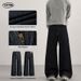 Men's American Vintage Baggy Cargo Pants Bamboo Texture Curved Hem Jeans with Asymmetric Design_mkmklike.com
