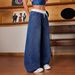 Women's Fleece Lined Denim Jeans Style Autumn Winter Drawstring Wide Leg Trousers Elegant Commuting Everyday_mkmklike.com