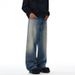 Punk Washed Denim For Men Loose Basic Simple Dad Versatile Casual Straight Pants_mkmklike.com