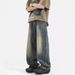 American Trendy High Street Jeans Men's Summer Thin Cleanfit Washed Straight Slightly Pulled Casual Long Pants_mkmklike.com
