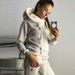 Women's Clothing Autumn and Winter Women's Clothing Hot Style Fleece Fashion Leather Badge Long Sleeve Hooded Casual Sports Suit_mkmklike.com