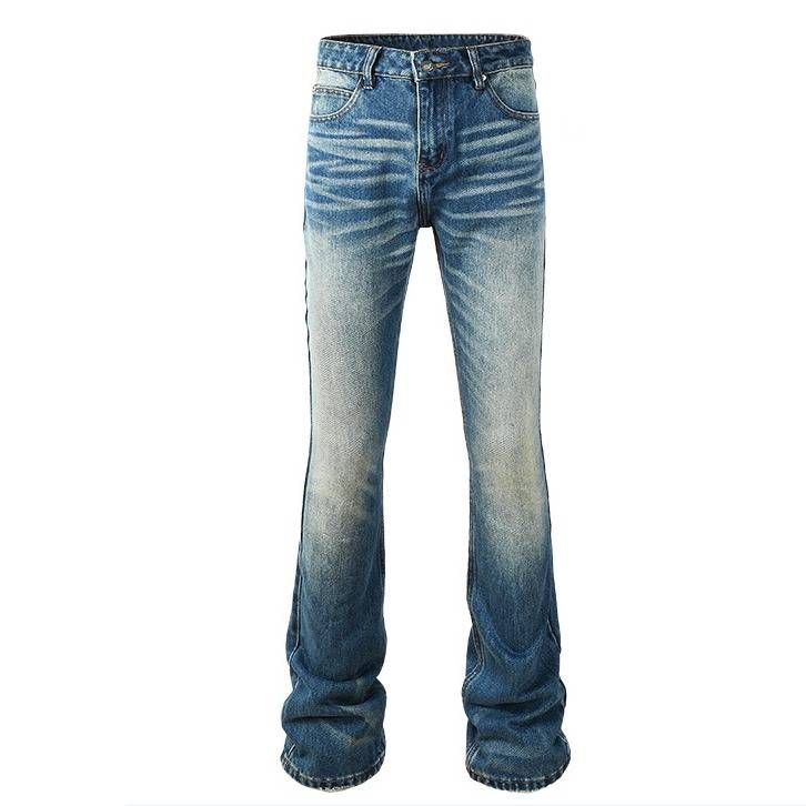 Men’S Slim Bootcut Jeans – Vintage Washed Denim With Distressed Details, Stretch Comfort For Everyday Wear_mkmklike.com