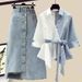 Women's Clothing 200 Pounds Fat Sister Summer Suit Women's Slimming Age Reducing Shirt Short Sleeved Skirt Two Piece Trendy Set_mkmklike.com