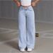 Women's Casual Straight Leg Wide Leg Solid Color Jeans Autumn Fashion Relaxed Everyday Wear Comfortable Feshion_mkmklike.com