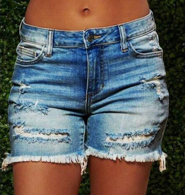 Women's Clothing Ripped Raw Edge Denim Shorts Ladies Hot Pants_mkmklike.com