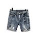 Blue Treny Personalize Zipper Splicing Slim Fit Rippe Enim Shorts For Men's Youth Summer New Five Quarter Pants_mkmklike.com
