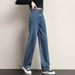 Trendy Girl Closet Adjustable Jeans For Women, Spring And Autumn High Waist Straight Pants, Loose Korean Style, Slimming Petite Wide Leg_mkmklike.com