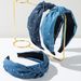 Fashionable Denim Fabric Headband with Creative Polka Dots Wide Edges Knotting High Skull Top Outdoor Shopping Hair Accessories for Women_mkmklike.com