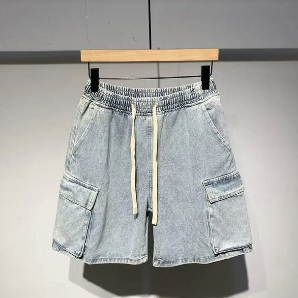2025 Men's Denim Shorts, Spring, Summer, Slim Plus Size, Wide Leg, Five-piece Pants, Trendy Brand, American Style, Vintage_mkmklike.com