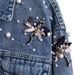 Women's Embroidered Denim Jacket – Heavyweight Vintage Dragonfly Beaded Loose Fit Long Sleeve Coat (Black & Denim Blue, M-XL)_mkmklike.com