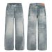 Men's Loose Fit Straight Leg Jeans High Street Style Retro Feel Whiskered Texture Design_mkmklike.com