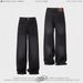 Men's Clothing Retro Washed Drape Loose Jeans Black Straight Wide Leg Pants Oversize Men And Women Pants_mkmklike.com