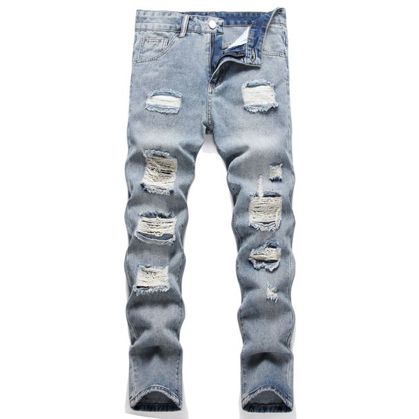 Vintage Relaxed Fit Men's Jeans | High Street Fashion Straight Leg Denim Pants | Cotton Comfort Stretch | Distressed Wash For Urban Style_mkmklike.com