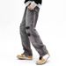 Men's Inspired Relaxed Fit Jeans – Oversized Straight-Leg Denim Pants In Dark Grey, Minimalist & Casual Streetwear For Everyday Comfort_mkmklike.com