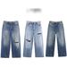 Women's Clothing Classic Mid-Rise Fold-Up Jeans Casual Cotton Solid Color Spring/Autumn Summer Homme Clothing_mkmklike.com