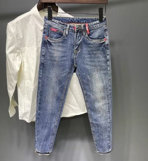 Men's Clothing Carefully Selected New Summer Men's Korean Denim Fashion Brand Casual Elastic Slightly Tapered Small Straight Jeans For Men_mkmklike.com