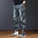 Men's Clothing Washed Jeans Trendy Retro Trousers Loose Straight Tapered Trousers_mkmklike.com