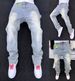 2026 Men's Clothing High Street Jeans, Washed And Distressed Light Blue, Logging Workwear Style, Men's Street Vintage Casual Pants_mkmklike.com