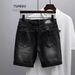 Men's Slim Fit Denim Shorts Black Gray High Street Style Ripped Mid Length Five Point Pants Cool Versatile New Summer_mkmklike.com