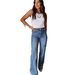 Women's Clothing Stretch Washed Straight Leg Jeans - High Waist Distressed Denim Pants For Streetwear Fashion_mkmklike.com
