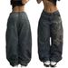 American Retro Trendy High Street Wide-leg Jeans With Advanced Embroidery And Prints, Washed, Loose-fitting, Versatile_mkmklike.com