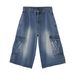 Men's Clothing Multi Pocket Skateboard Hip Hop Denim Shorts Men's Cropped Pants Loose Mid Length Pants Summer_mkmklike.com